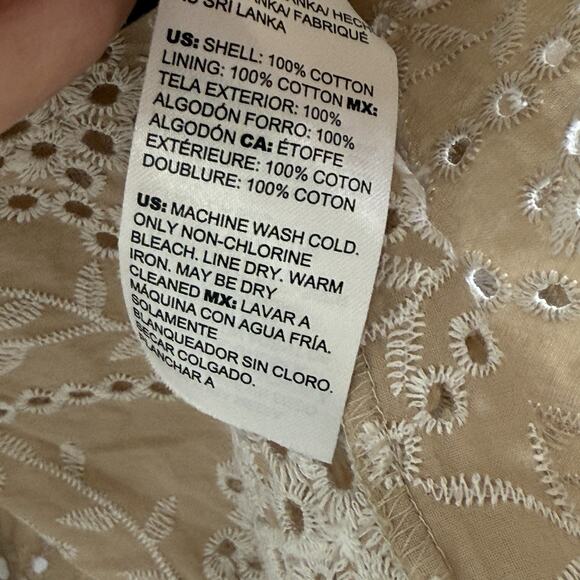 Chico’s Boho Tan White Eyelet Tiered Ruffle Midi Maxi Dress Size 1 US 8 Neutral - Picture 8 of 10